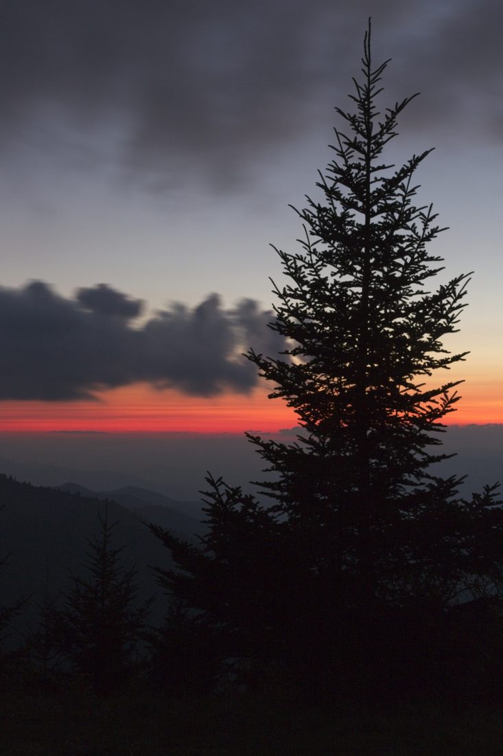Vertical twilight scene with silhouetted Appalachian ridges — Blue Ridge Parkway