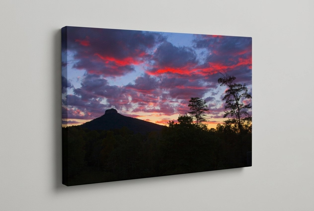 A Mike Skultety landscape printed as a gallery-wrapped canvas, showing the wrapped edge and weave